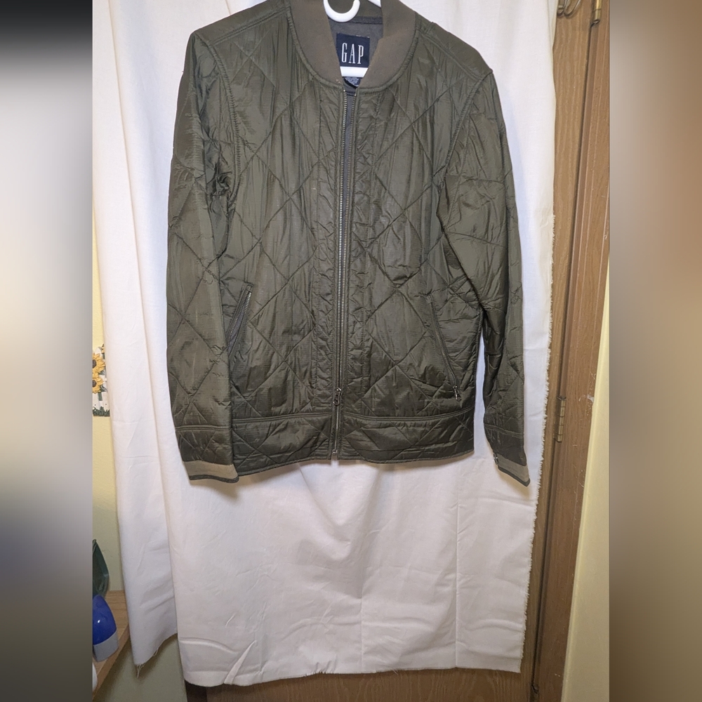 Vintage GAP Men's Army Green Bomber Jacket - XS